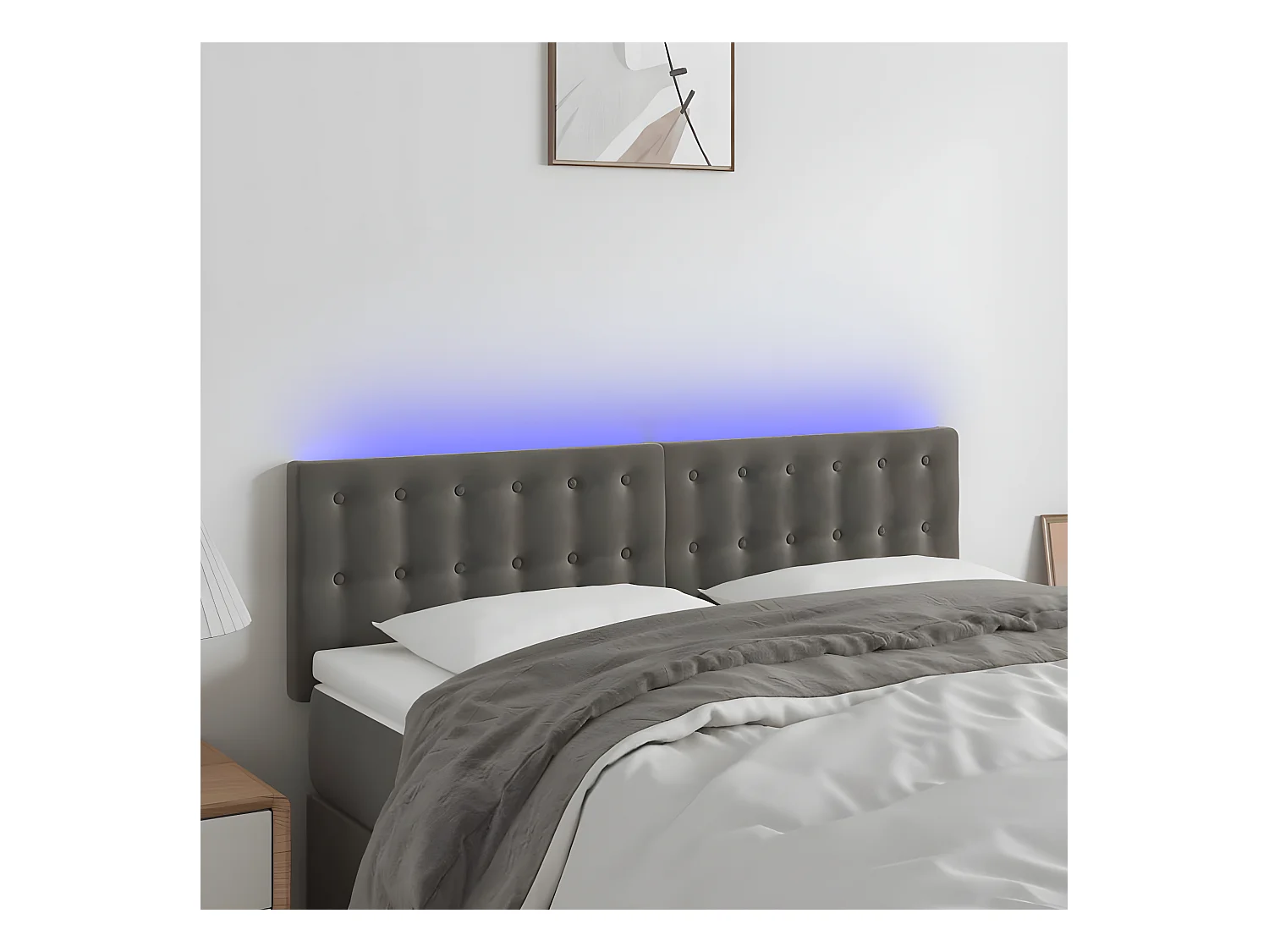 Tête de lit à LED Gris foncé 144x5x78/88 cm Velours