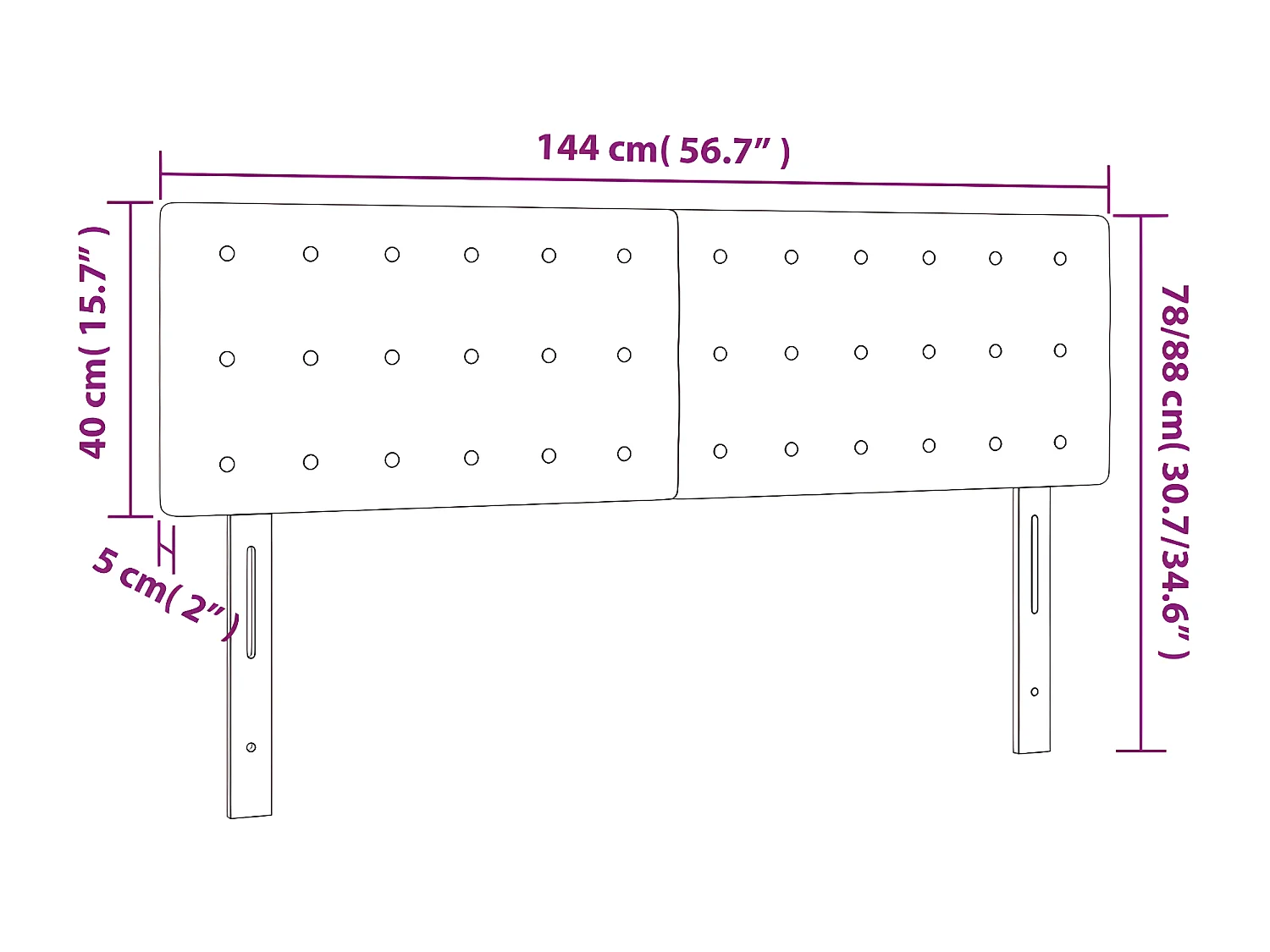 Tête de lit à LED Gris foncé 144x5x78/88 cm Velours