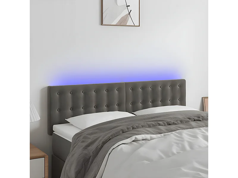 Tête de lit à LED Gris foncé 144x5x78/88 cm Velours