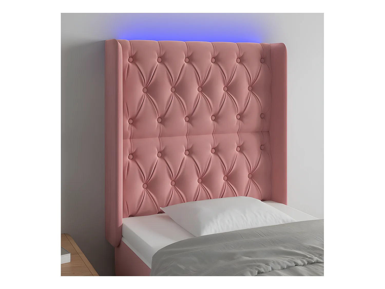 Hoofdbord LED 83x16x118/128 cm fluweel roze