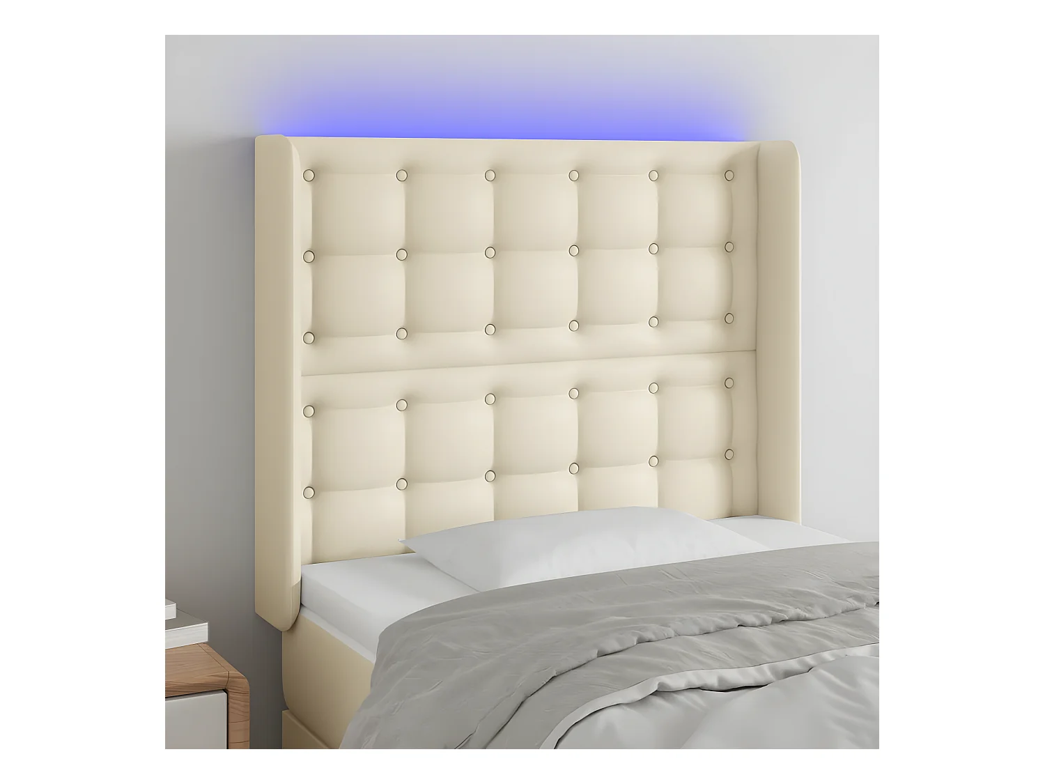Tête de lit à LED Crème 103x16x118/128 cm Similicuir