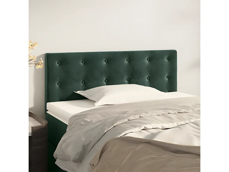 Cabeceira de cama veludo 100x5x78/88 cm verde-escuro
