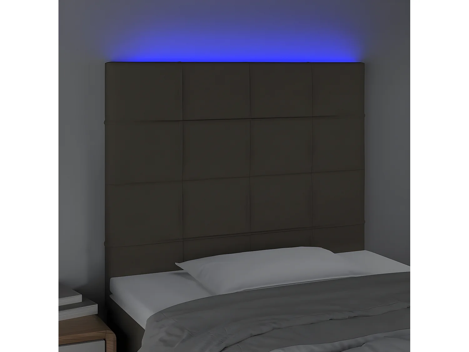 Tête de lit à LED Taupe 90x5x118/128 cm Tissu