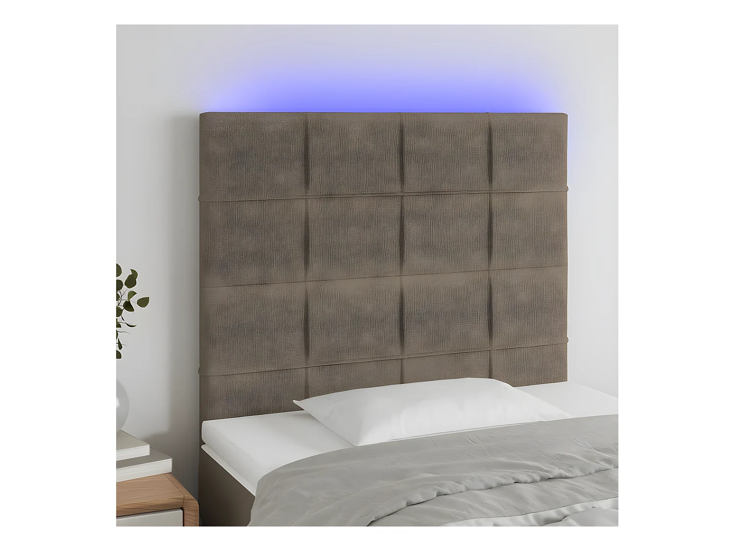 Tête de lit à LED Taupe 90x5x118/128 cm Tissu