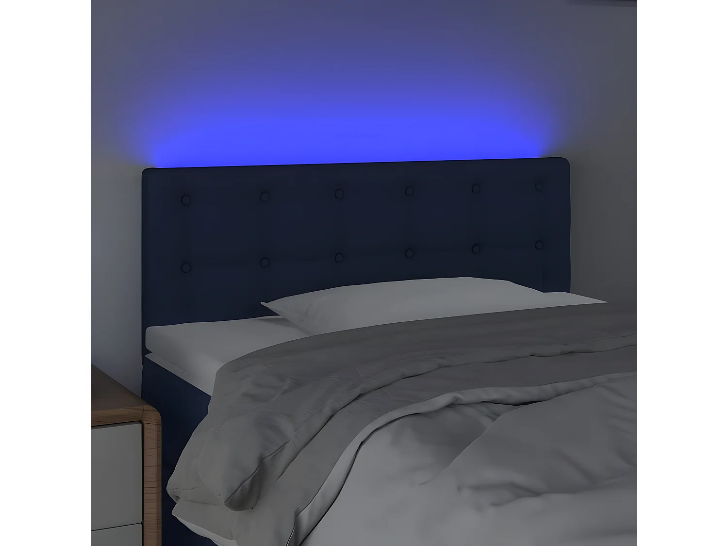 Cabecero con LED de tela azul 100x5x78/88 cm