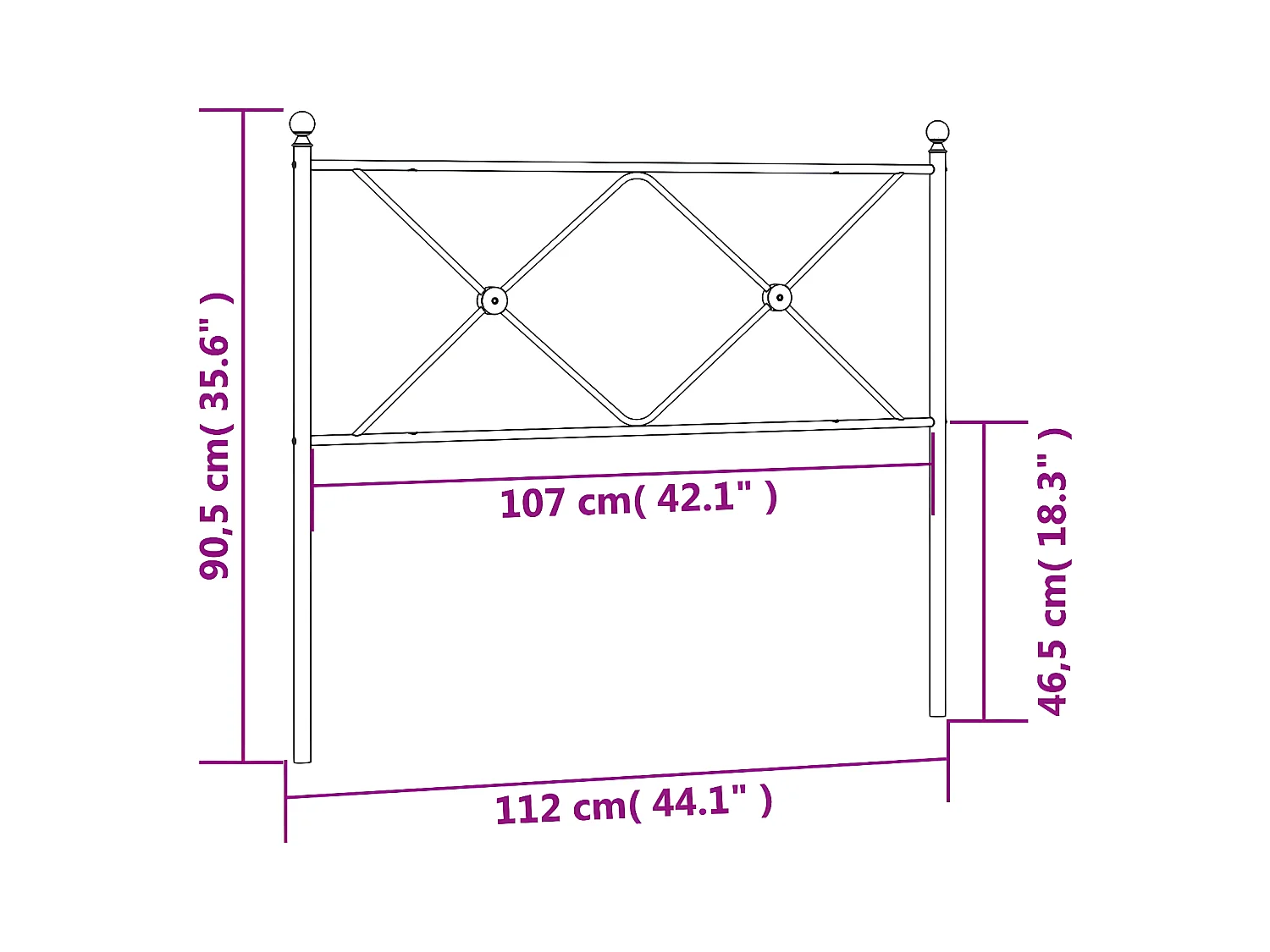 Cabeceira de cama 107 cm metal preto