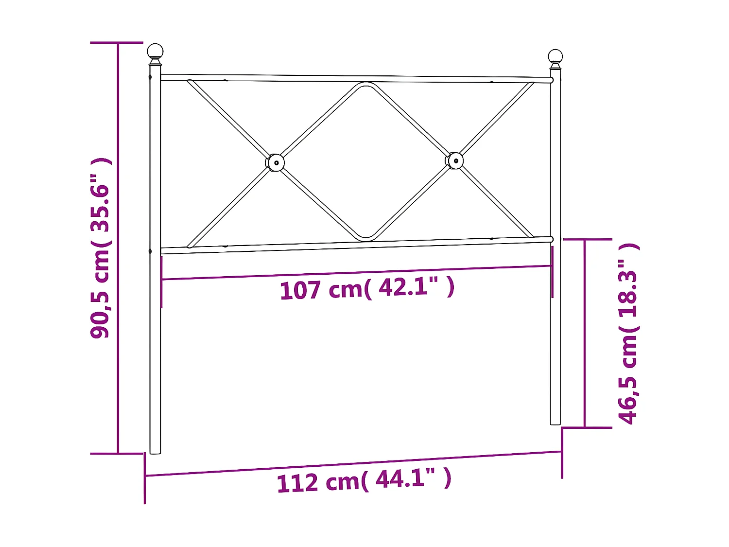 Cabeceira de cama 107 cm metal preto