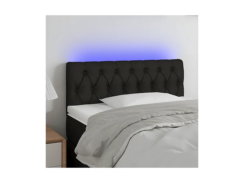 Tête de lit à LED Noir 100x7x78/88 cm Tissu