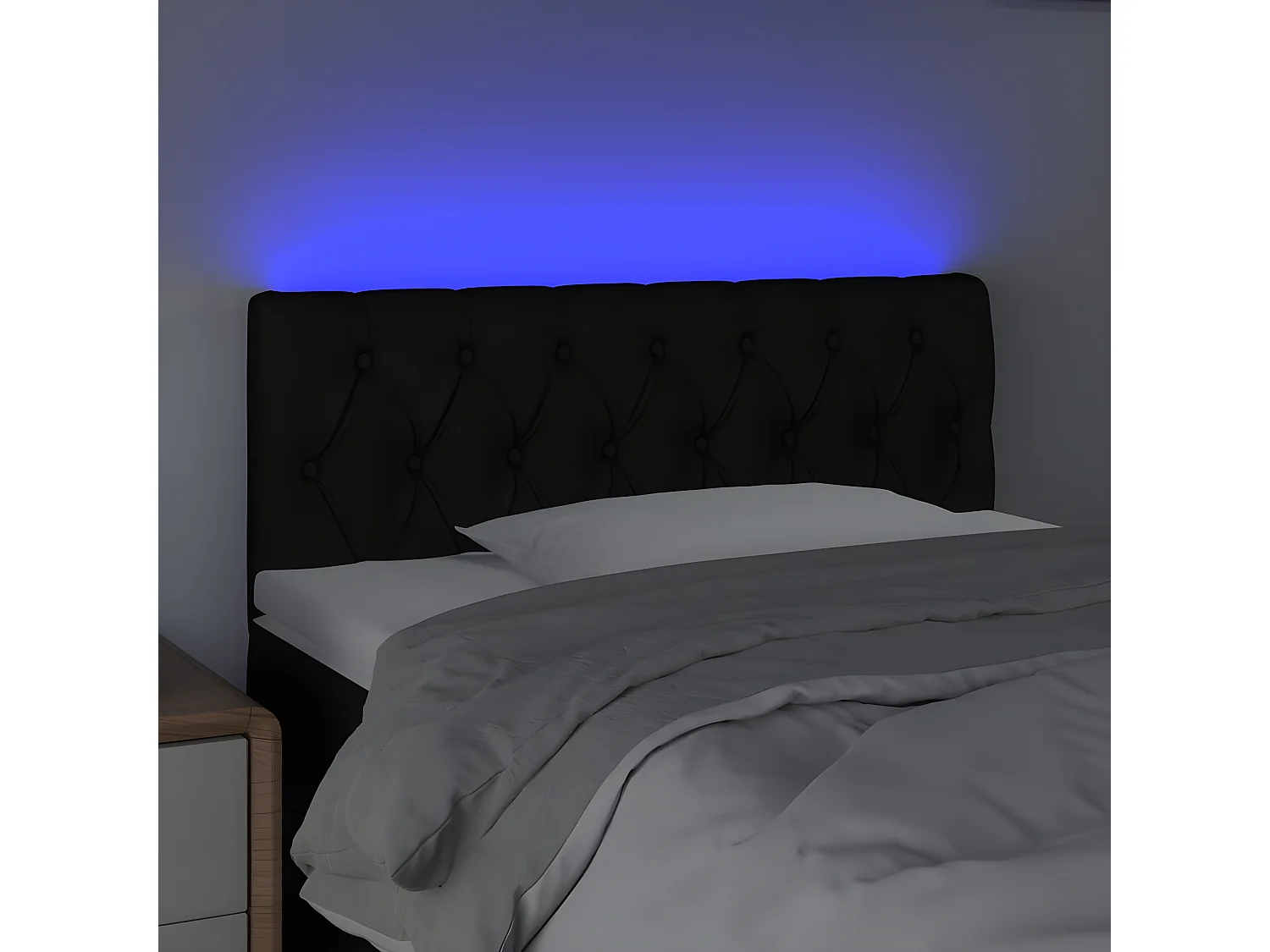 Tête de lit à LED Noir 100x7x78/88 cm Tissu