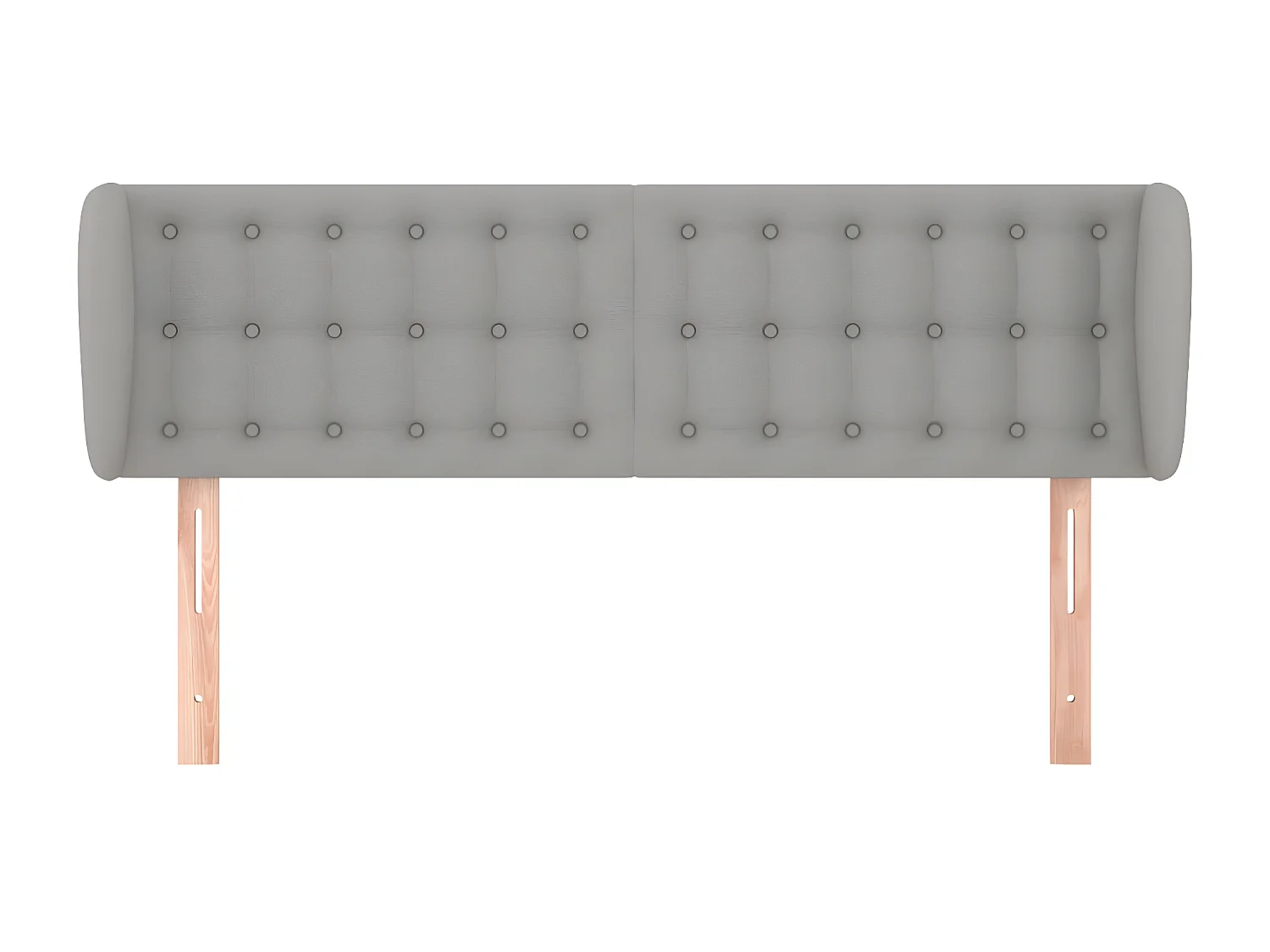 Cabeceira de cama c/ abas tecido 147x23x78/88 cm cinzento-claro