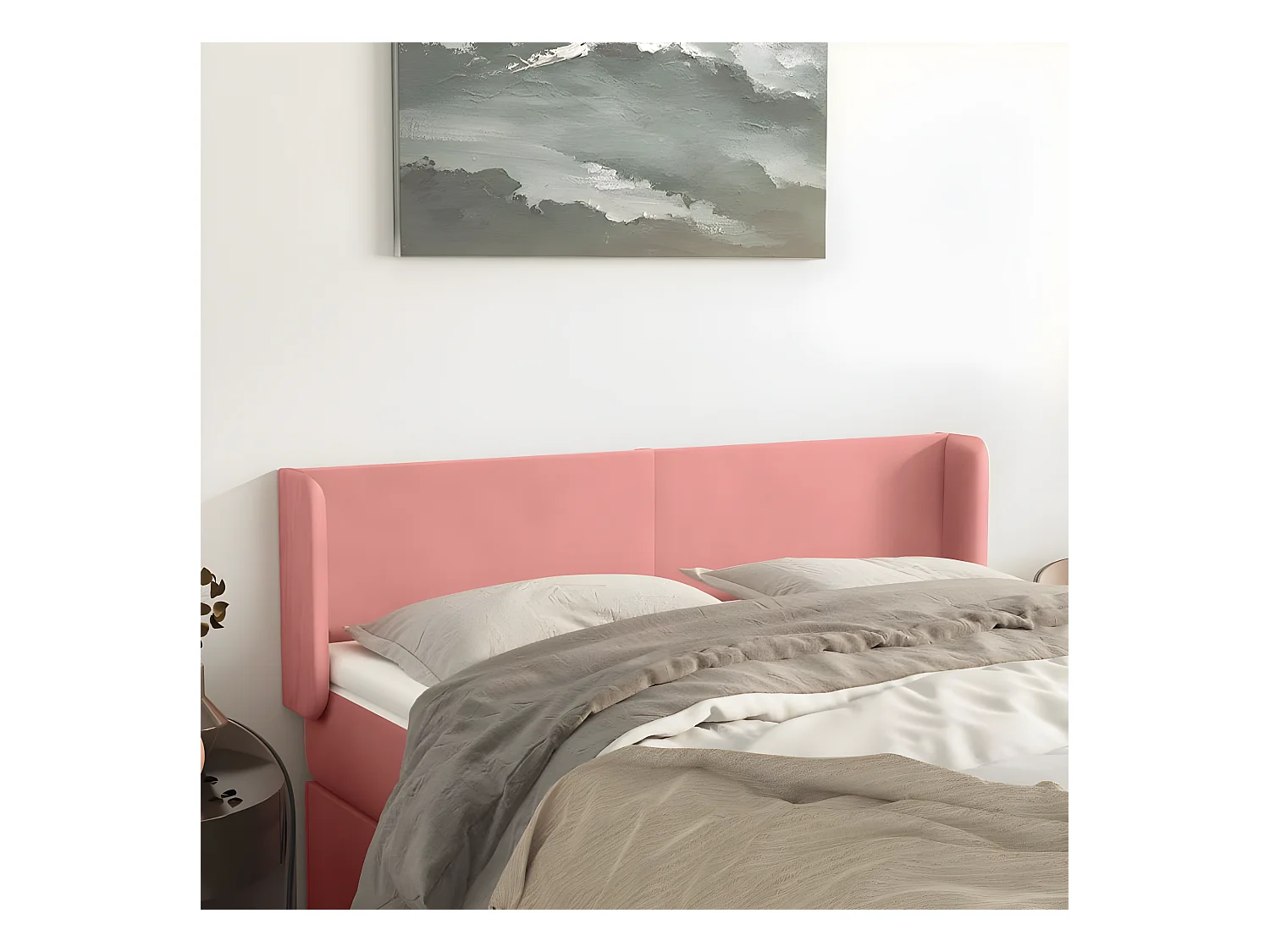 Tête de lit avec oreilles Rose 147x16x78/88 cm Velours
