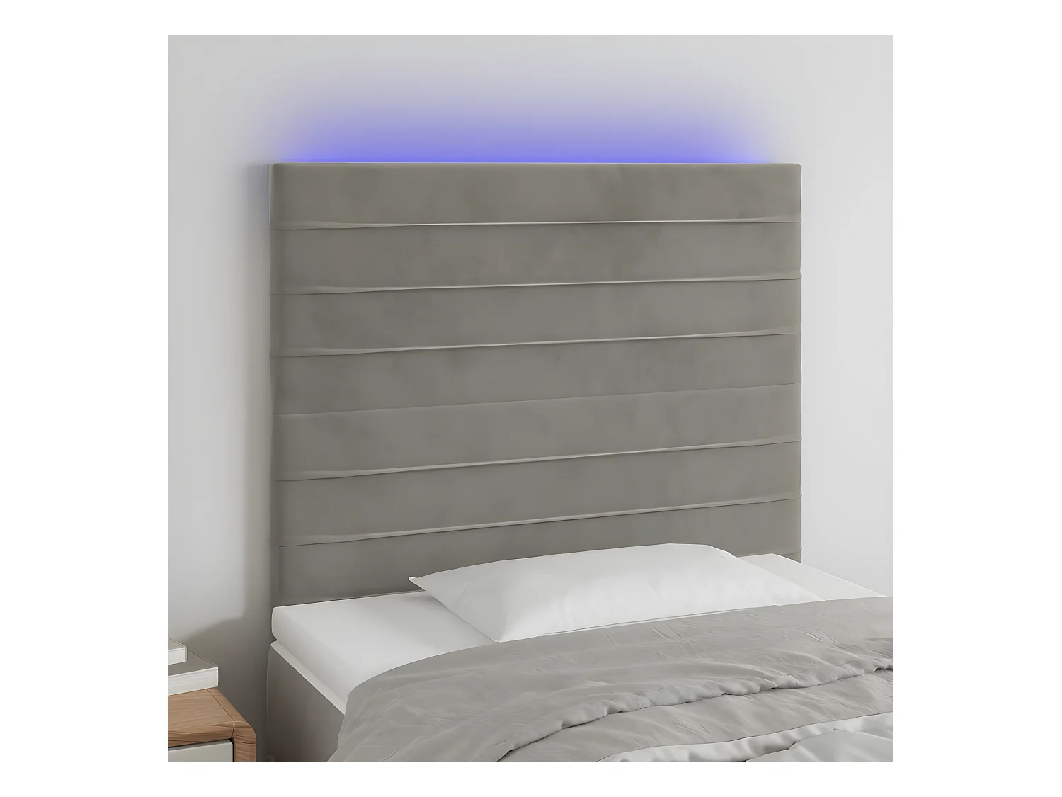 Tête de lit à LED Gris clair 80x5x118/128 cm Velours