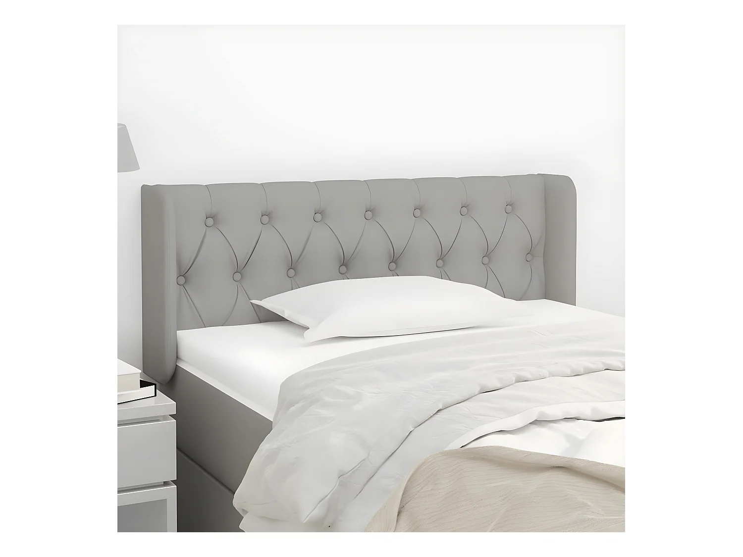 Tête de lit avec oreilles Gris clair 103x16x78/88 cm Tissu