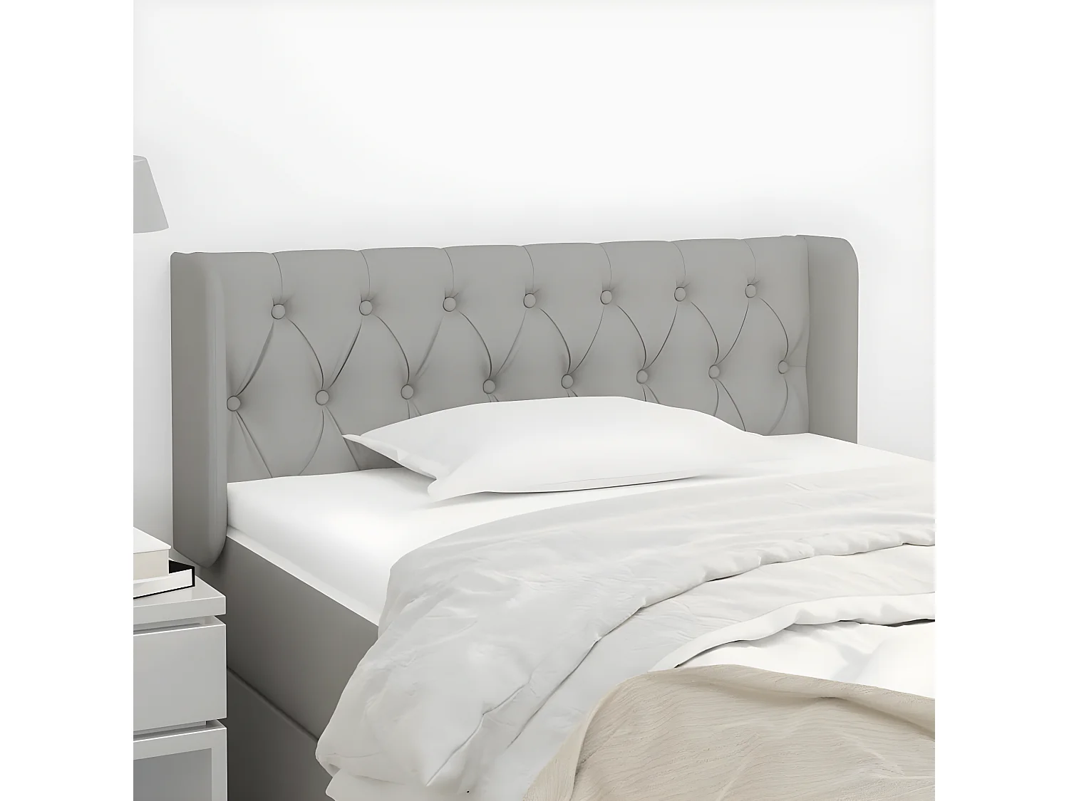 Tête de lit avec oreilles Gris clair 103x16x78/88 cm Tissu