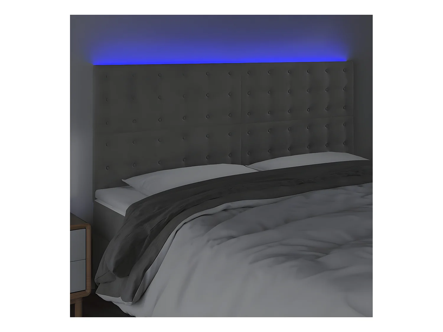 Tête de lit à LED Gris clair 180x5x118/128 cm Velours