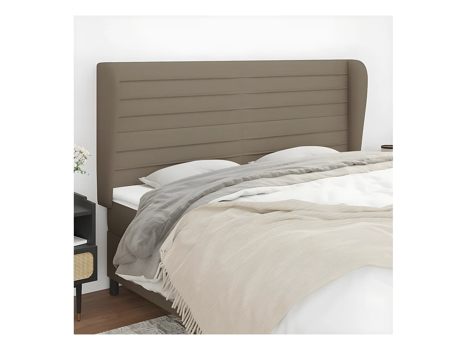 Tête de lit avec oreilles Taupe 163x23x118/128 cm Tissu