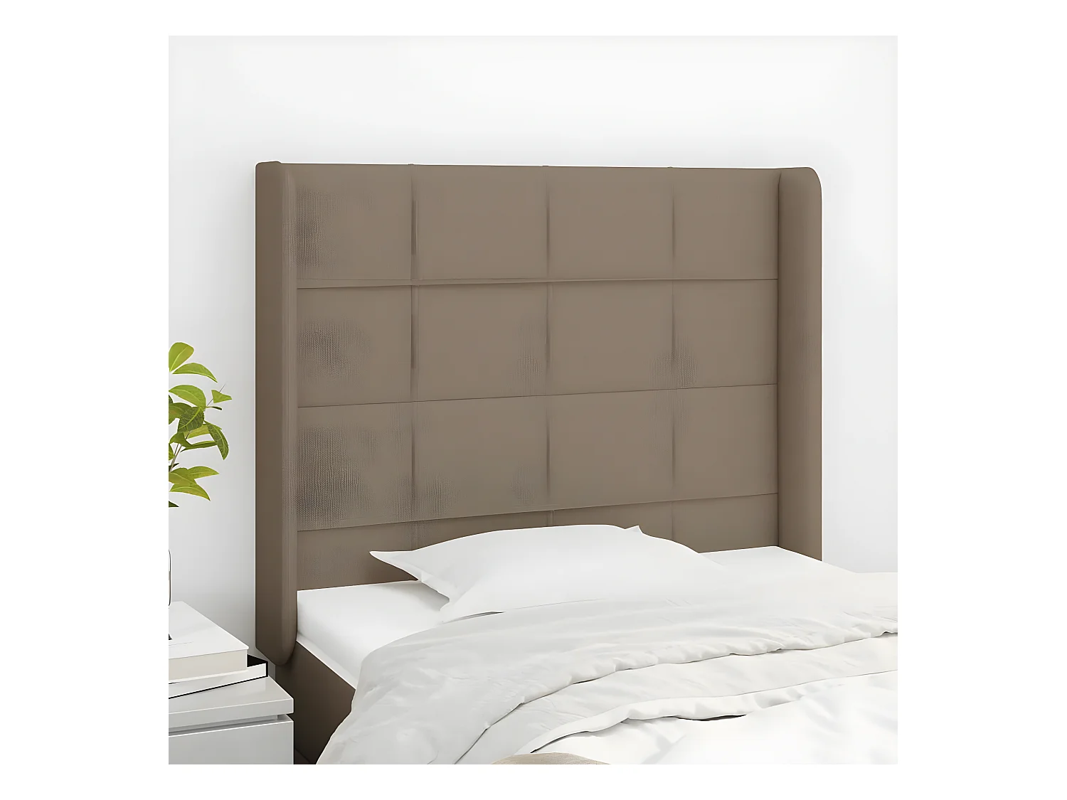 Tête de lit avec oreilles Taupe 93x16x118/128 cm Tissu