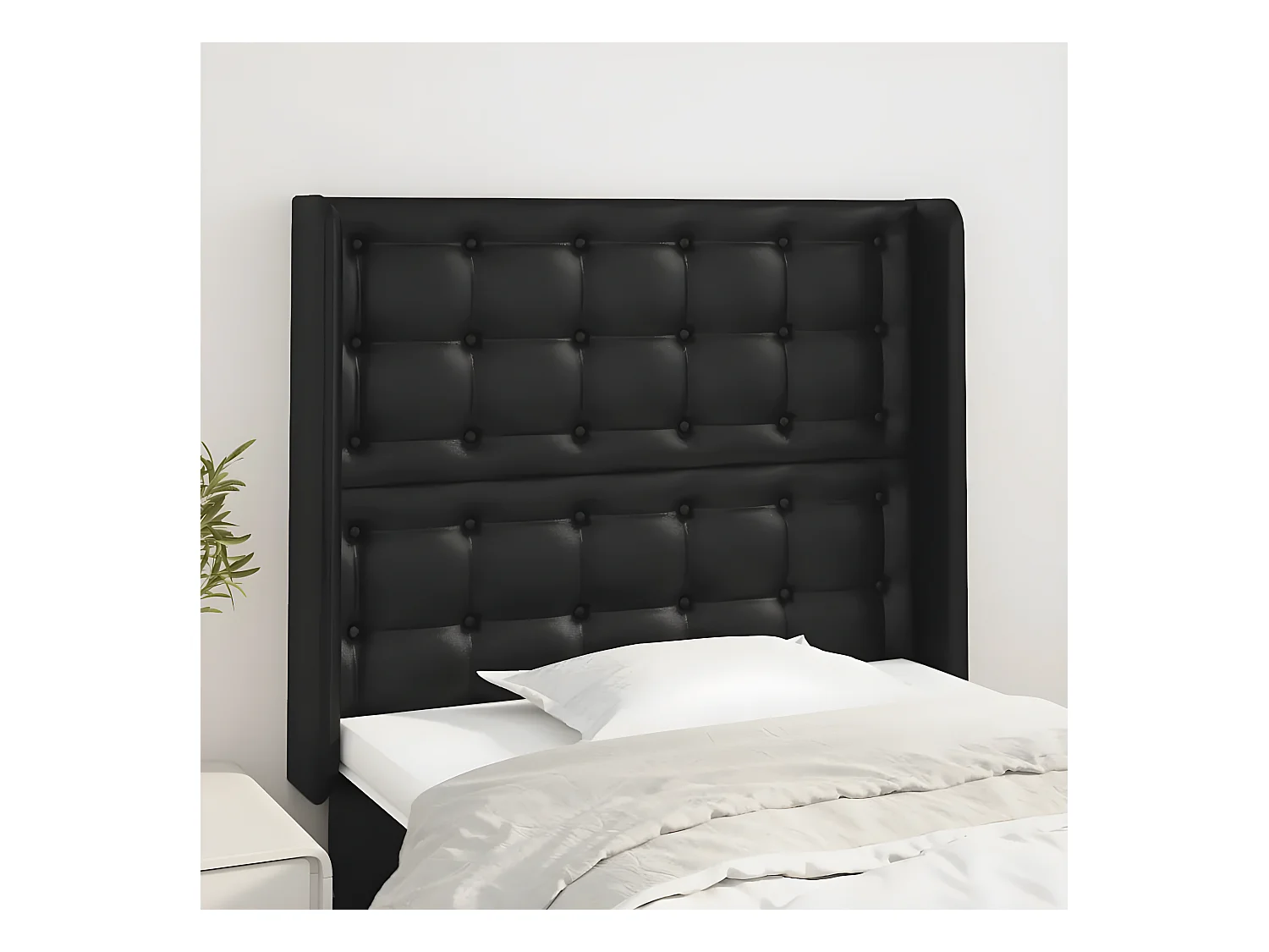 Tête de lit avec oreilles Noir 83x16x118/128 cm Similicuir