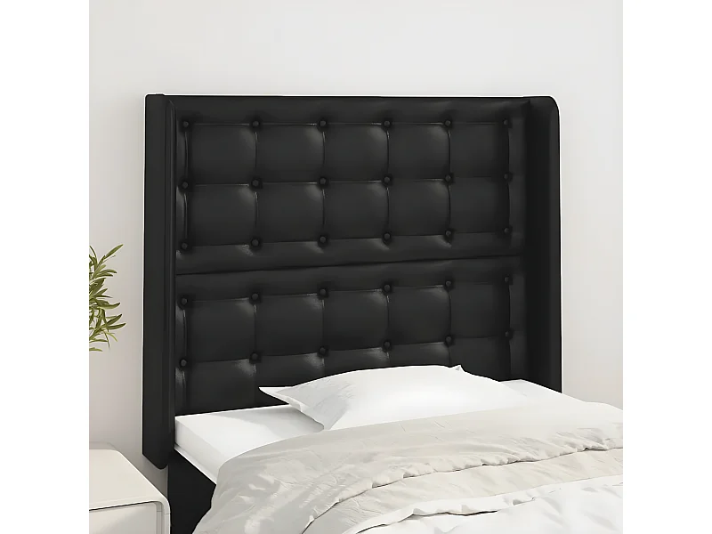 Cabeceira de cama c/ abas couro artif. 83x16x118/128 cm preto