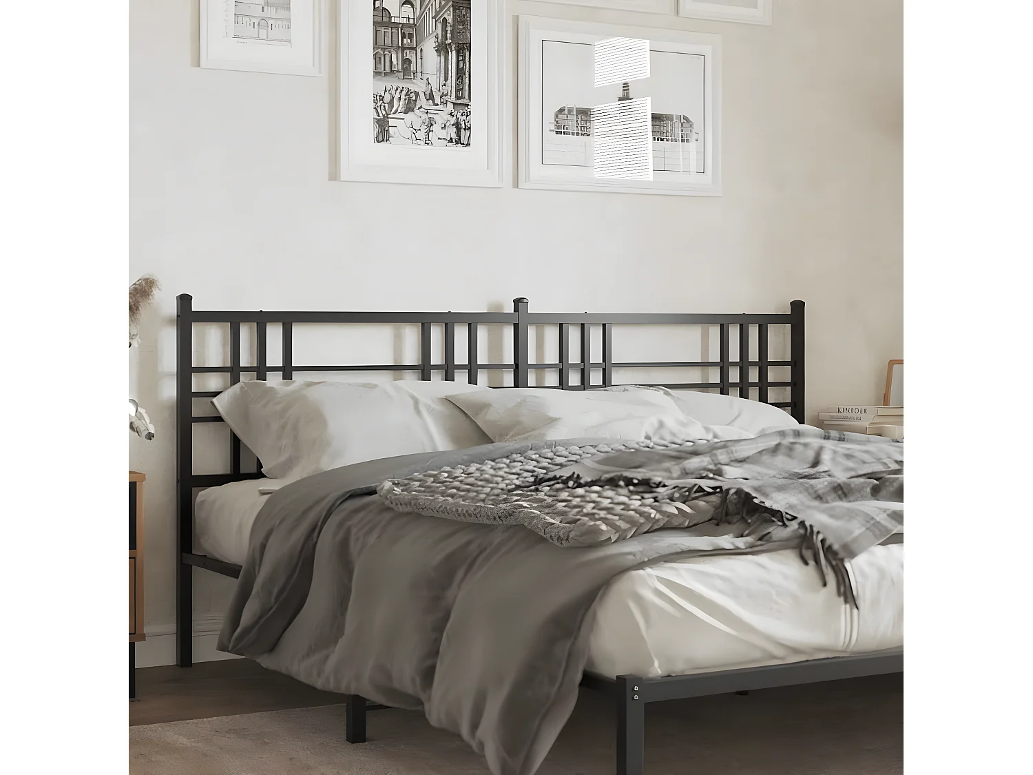 Tête de lit métal noir 193 cm