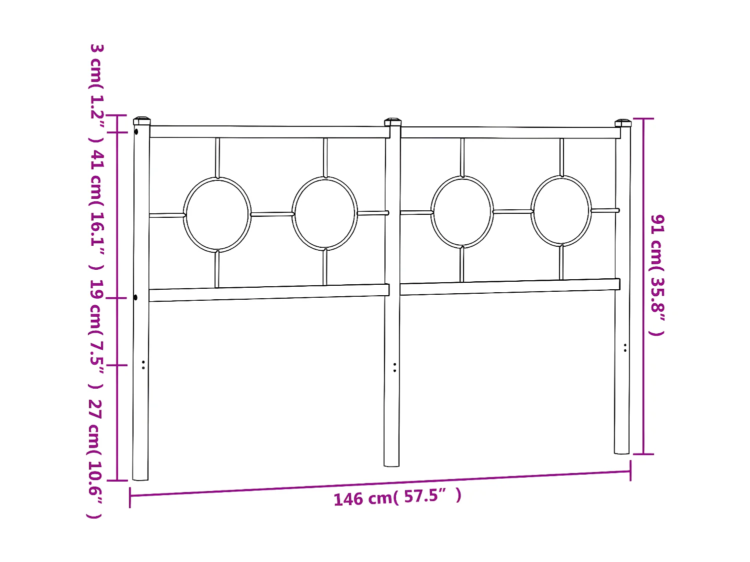 Tête de lit métal blanc 140 cm