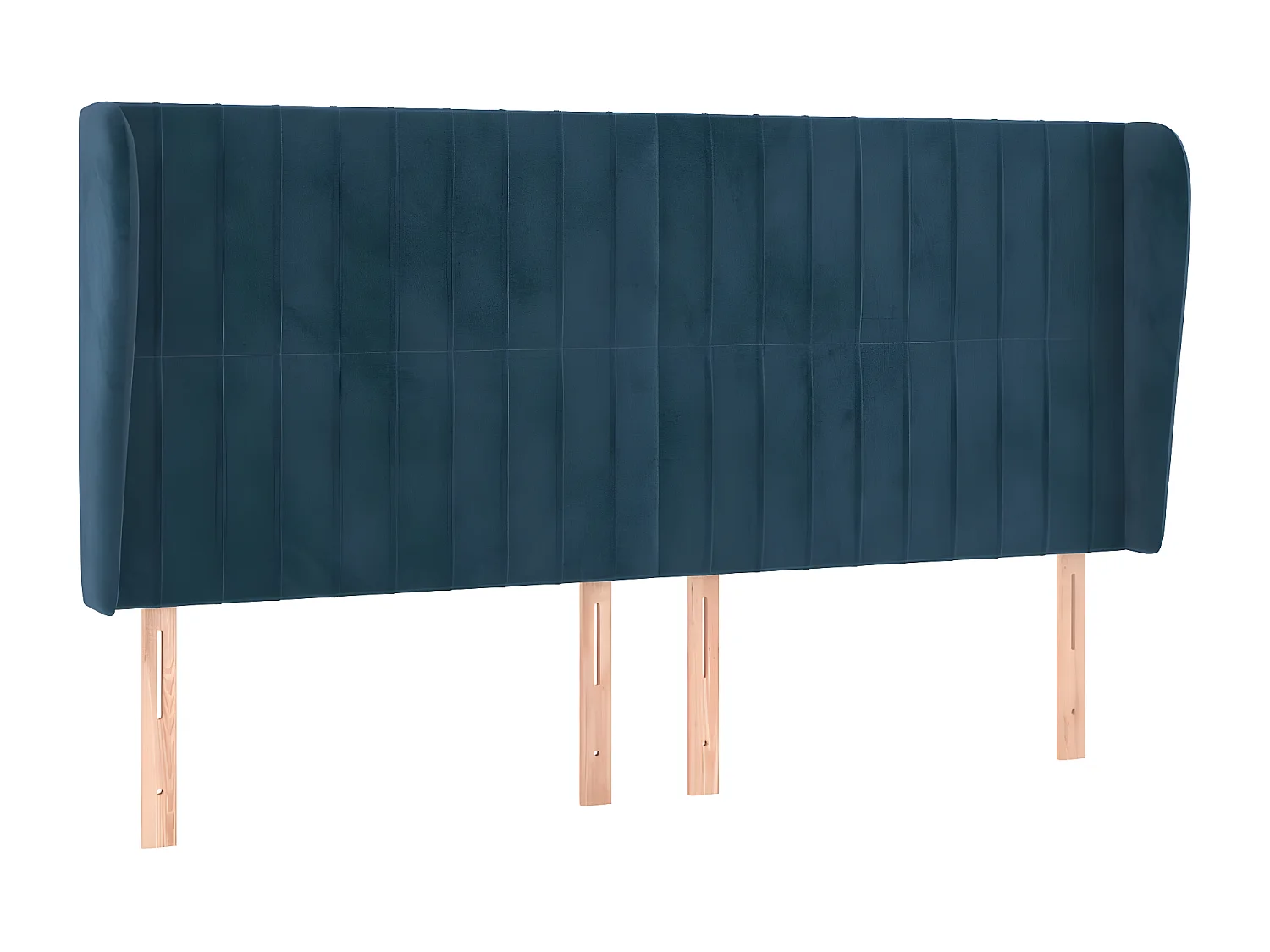 Tête de lit avec oreilles Bleu foncé 203x23x118/128 cm Velours