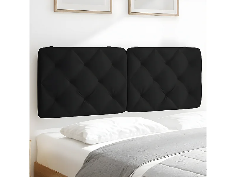 Coussin de tête de lit noir 140 cm velours