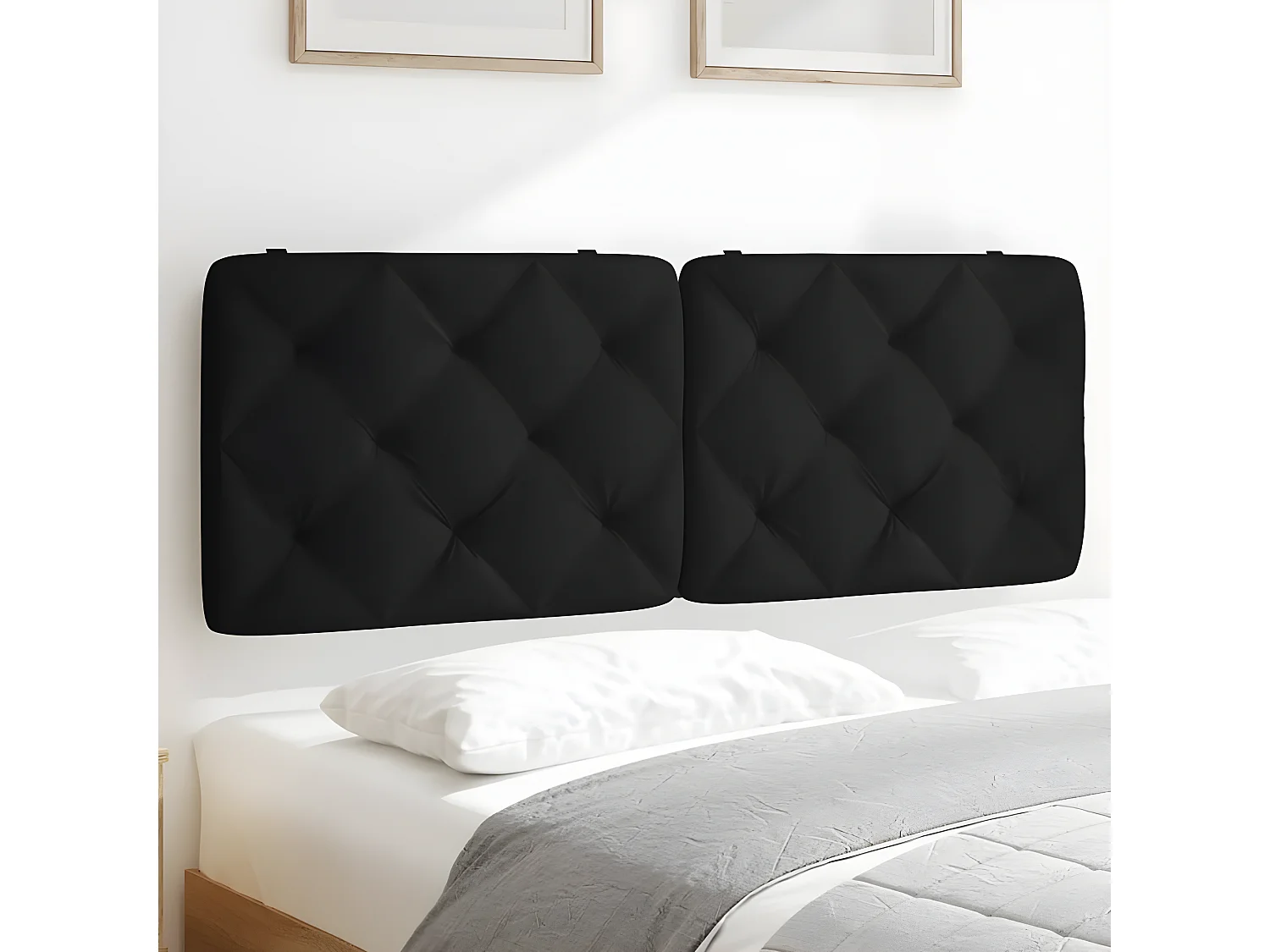 Coussin de tête de lit noir 140 cm velours