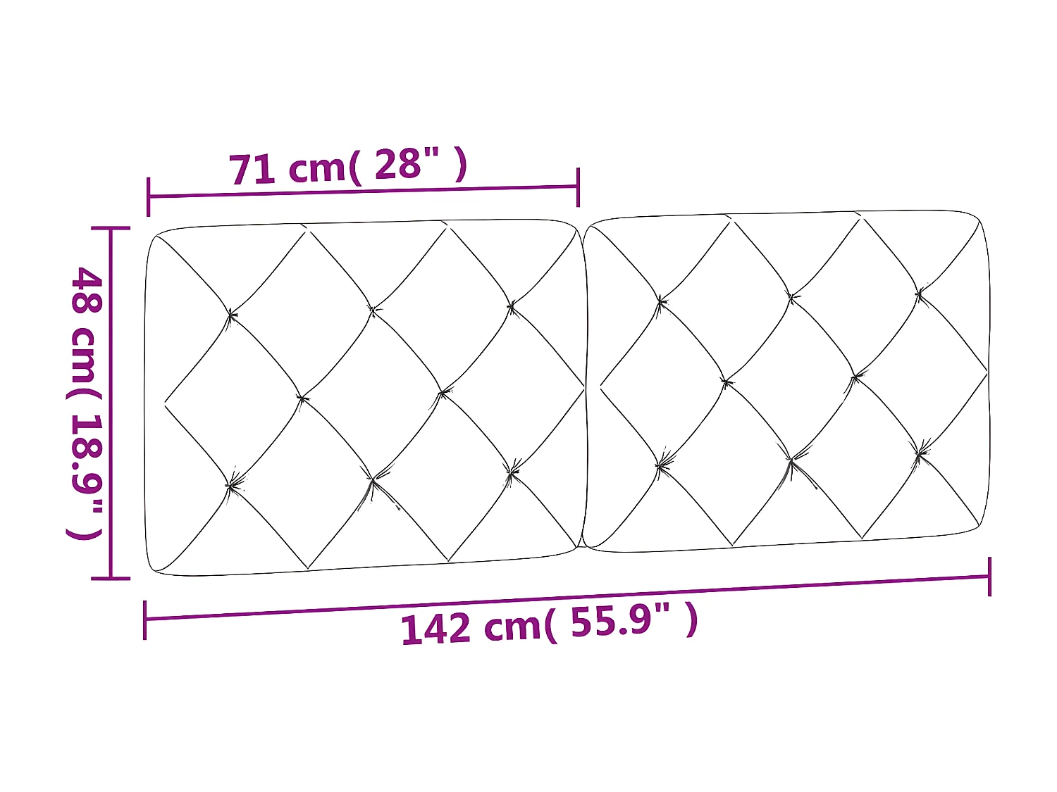 Coussin de tête de lit noir 140 cm velours