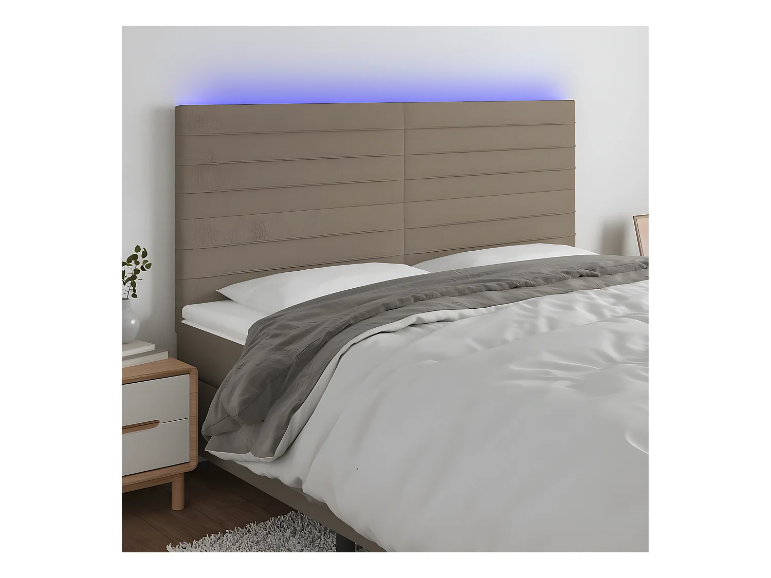 Tête de lit à LED Taupe 160x5x118/128 cm Tissu