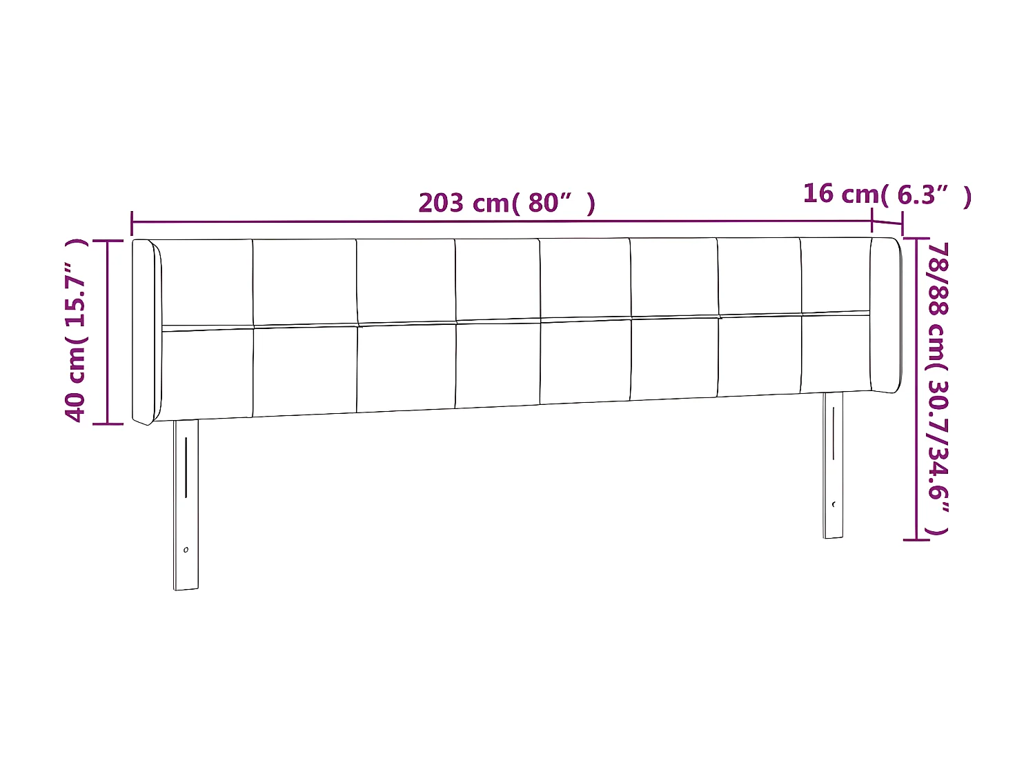 Tête de lit avec oreilles Rose 203x16x78/88 cm Velours