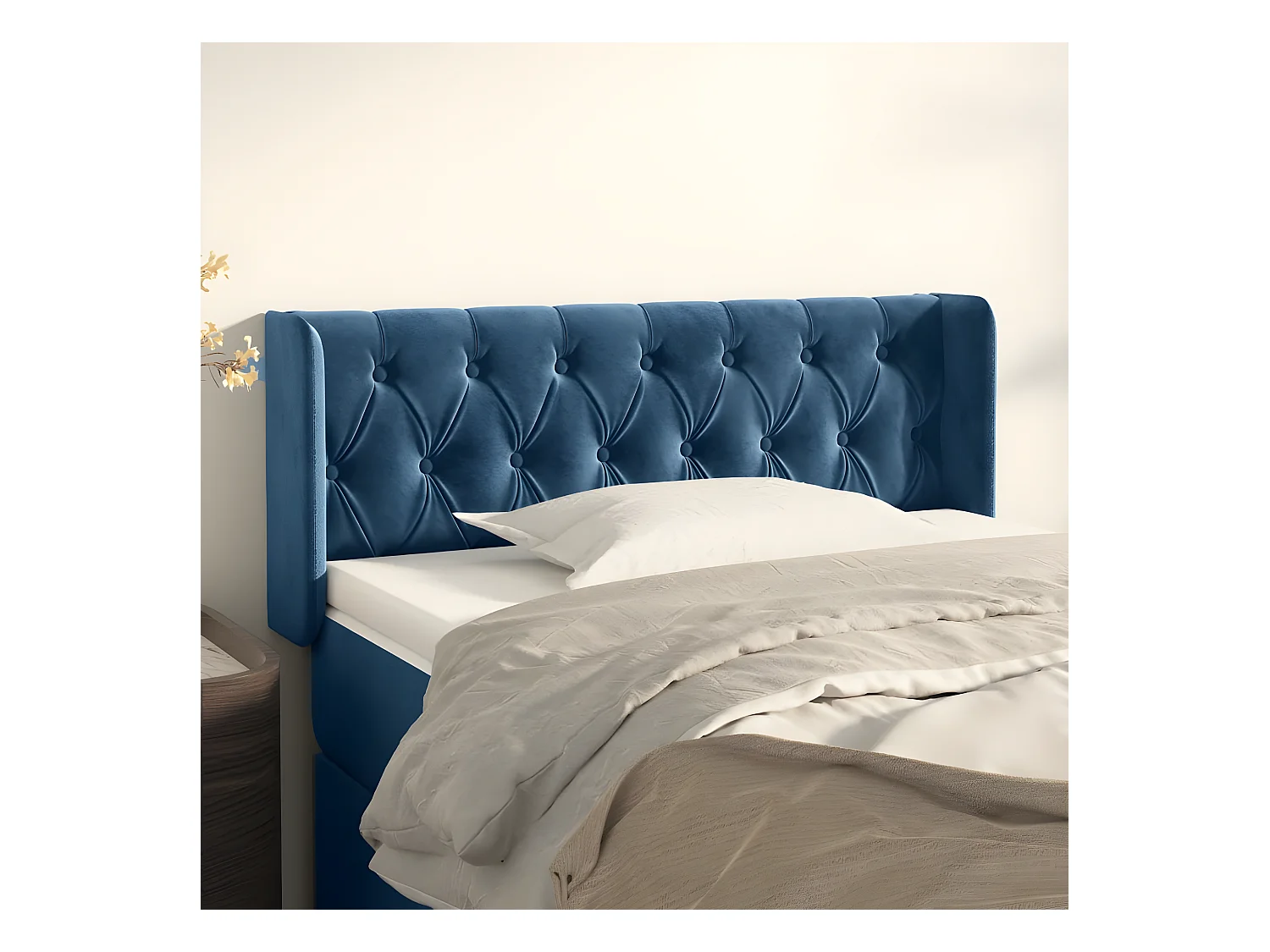 Tête de lit avec oreilles Bleu foncé 93x16x78/88 cm Velours