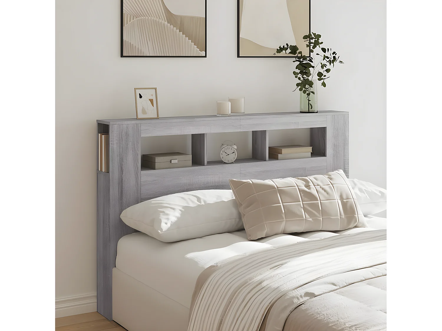 Tête de lit à LED sonoma gris 160x18,5x103,5 cm bois ingénierie