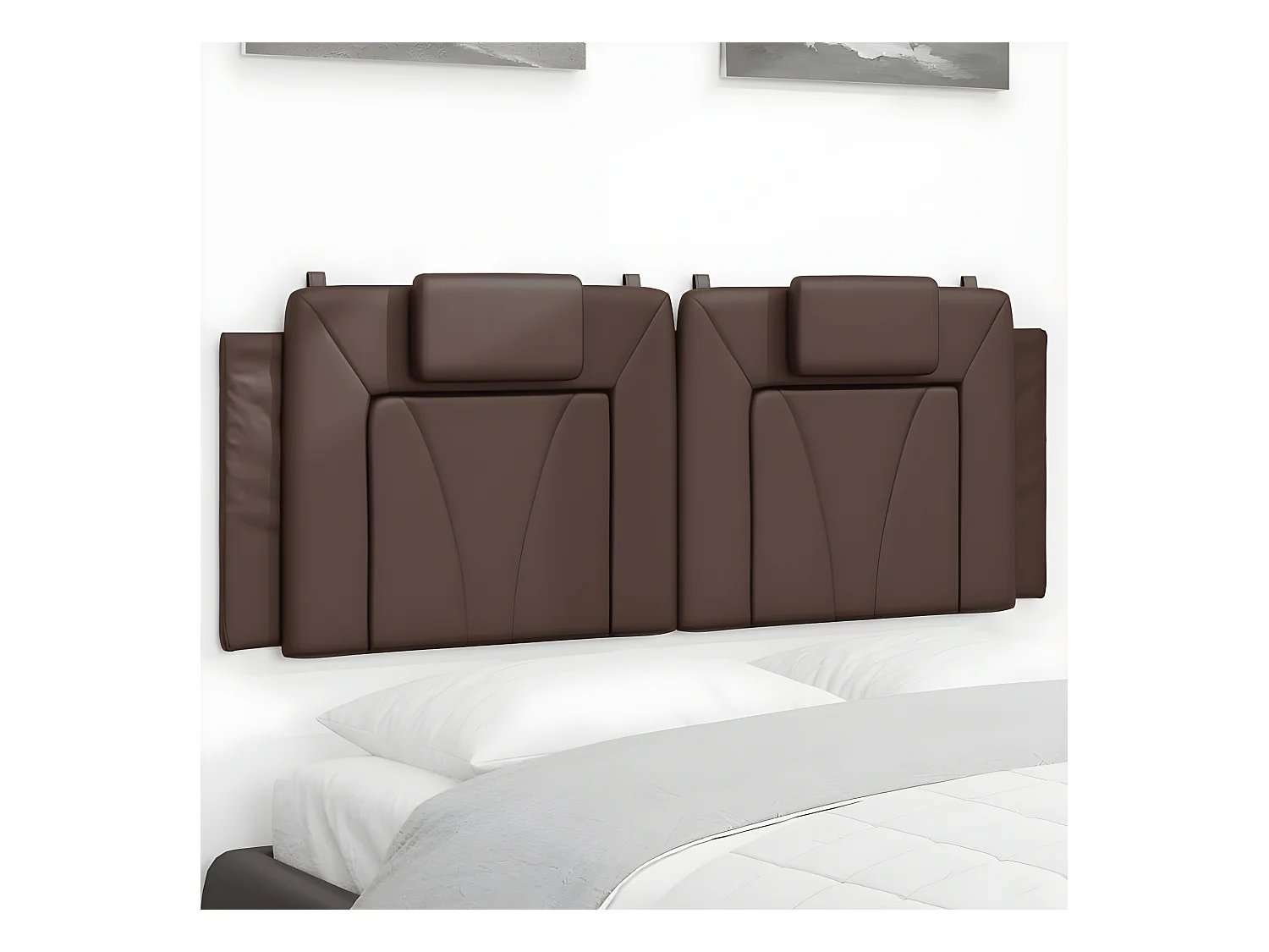 Coussin de tête de lit marron 140 cm similicuir