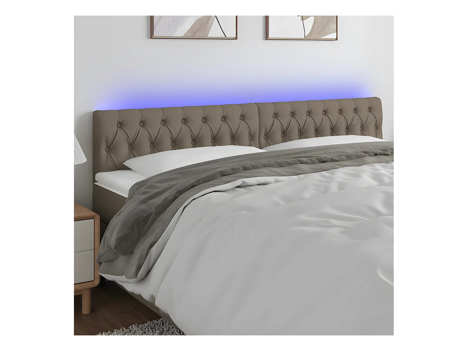 Tête de lit à LED Taupe 200x7x78/88 cm Tissu