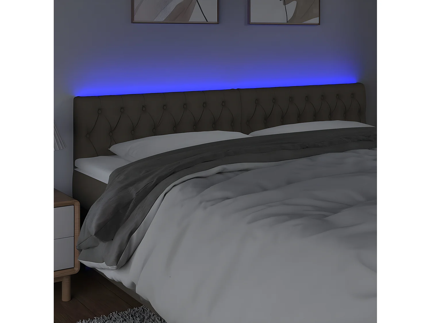 Tête de lit à LED Taupe 200x7x78/88 cm Tissu