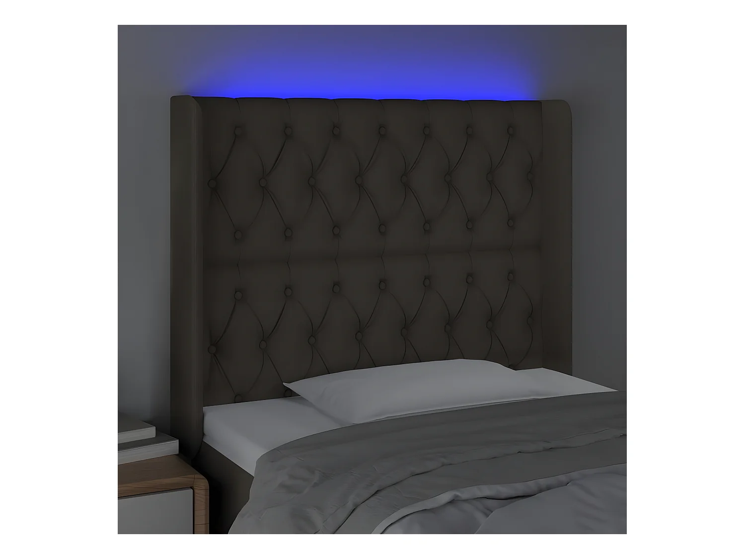 Tête de lit à LED Taupe 93x16x118/128 cm Tissu