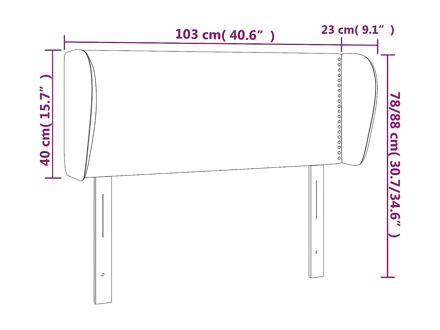 Hoofdbord met randen 103x23x78/88 cm fluweel donkergroen