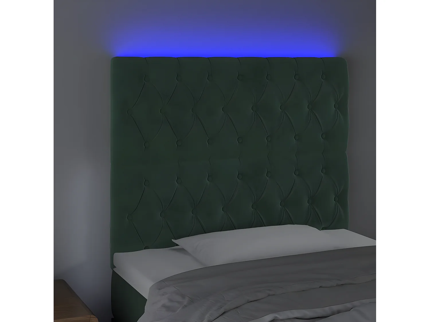 Tête de lit à LED Vert foncé 90x7x118/128 cm Velours