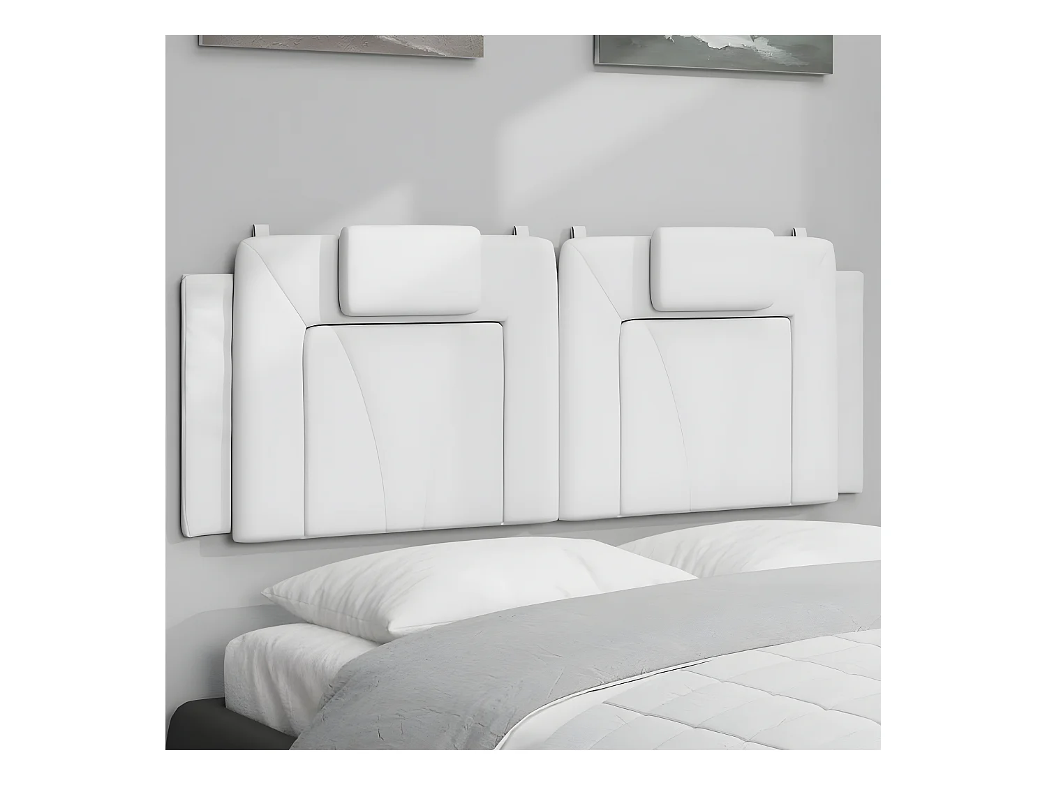 Coussin de tête de lit blanc 140 cm similicuir