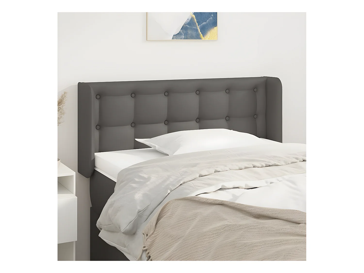 Tête de lit avec oreilles Gris 93x16x78/88 cm Similicuir