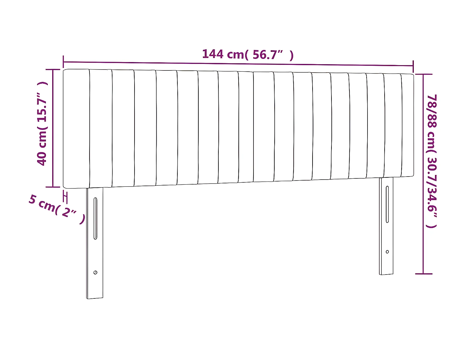 Cabeceira de cama c/luzes LED veludo 144x5x78/88 cm cinza-claro