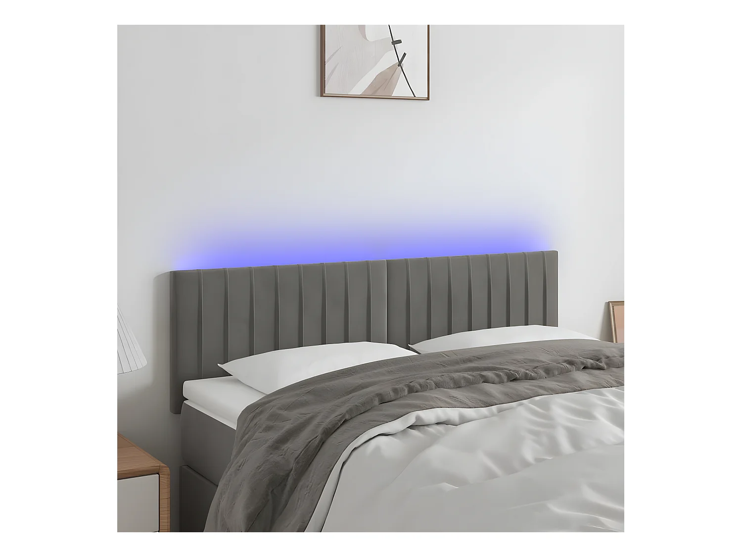 Tête de lit à LED Gris clair 144x5x78/88 cm Velours