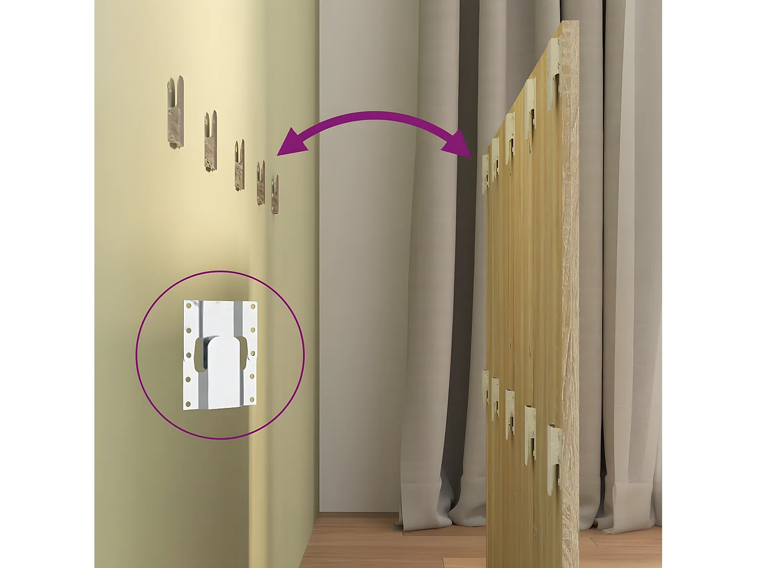 Cabecero de cama con mesitas madera contrachapada roble Sonoma