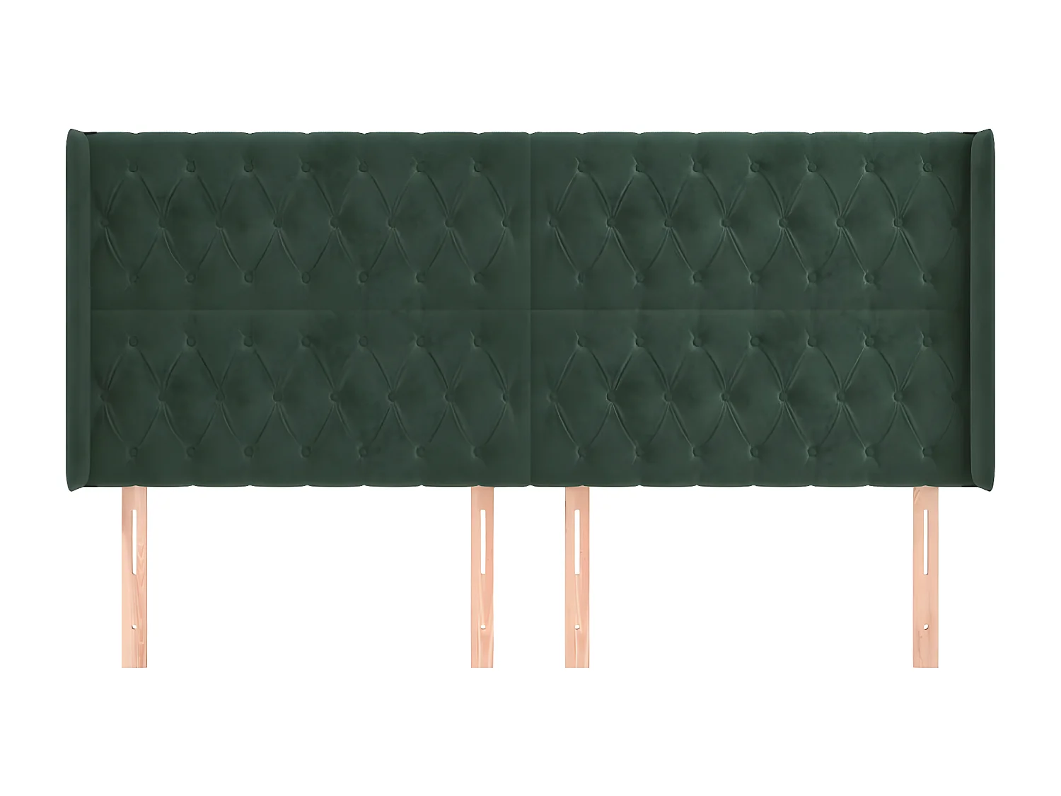Tête de lit avec oreilles Vert foncé 203x16x118/128 cm Velours