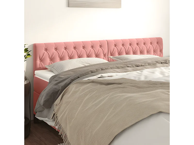 Têtes de lit 2 pièces Rose 90x7x78/88 cm Velours