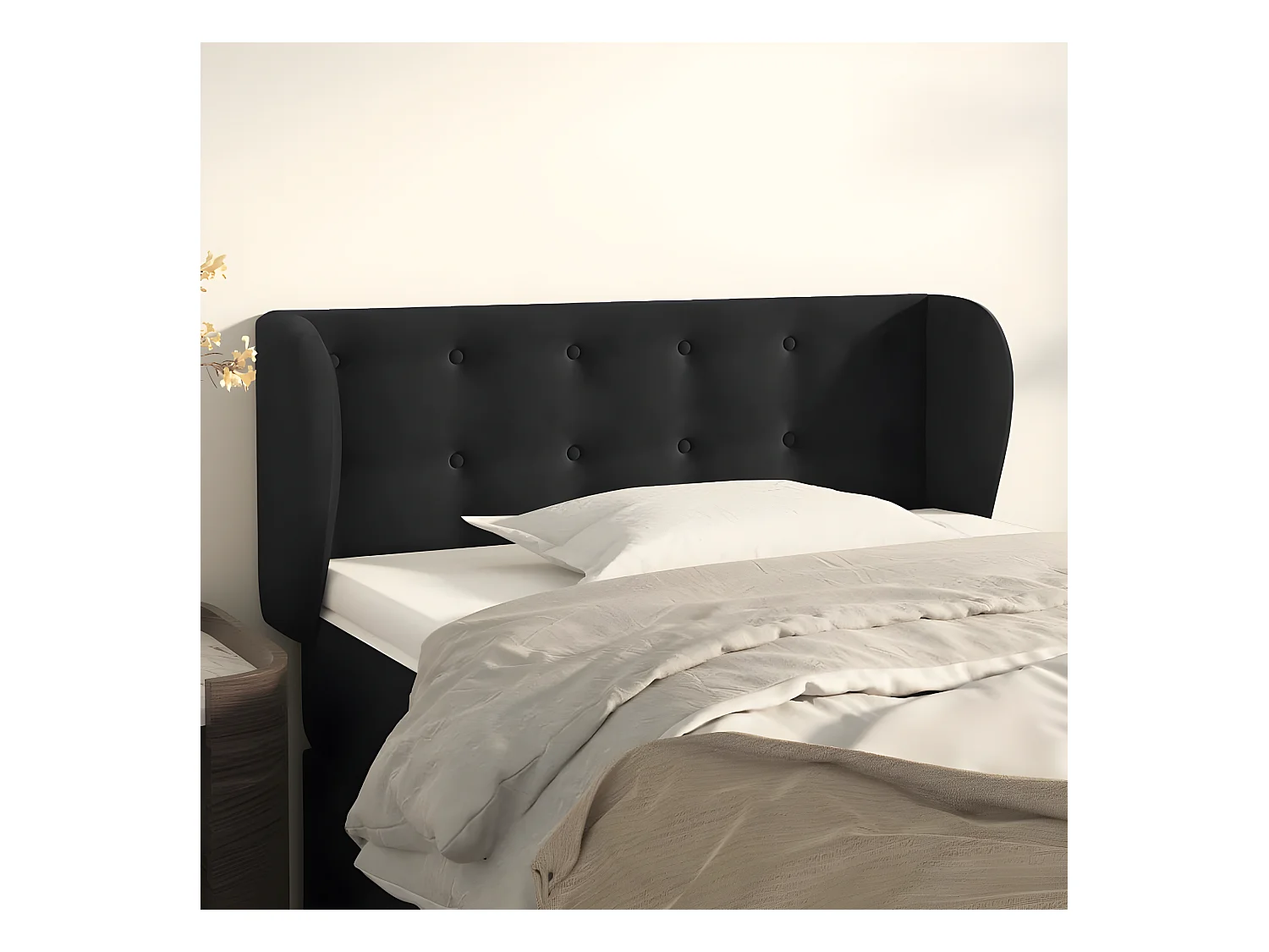 Cabeceira de cama c/ abas veludo 103x23x78/88 cm preto