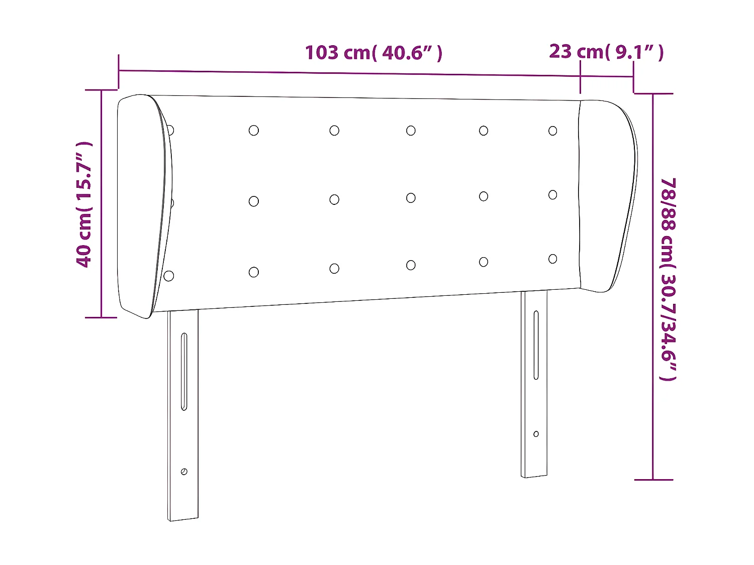 Cabeceira de cama c/ abas veludo 103x23x78/88 cm preto