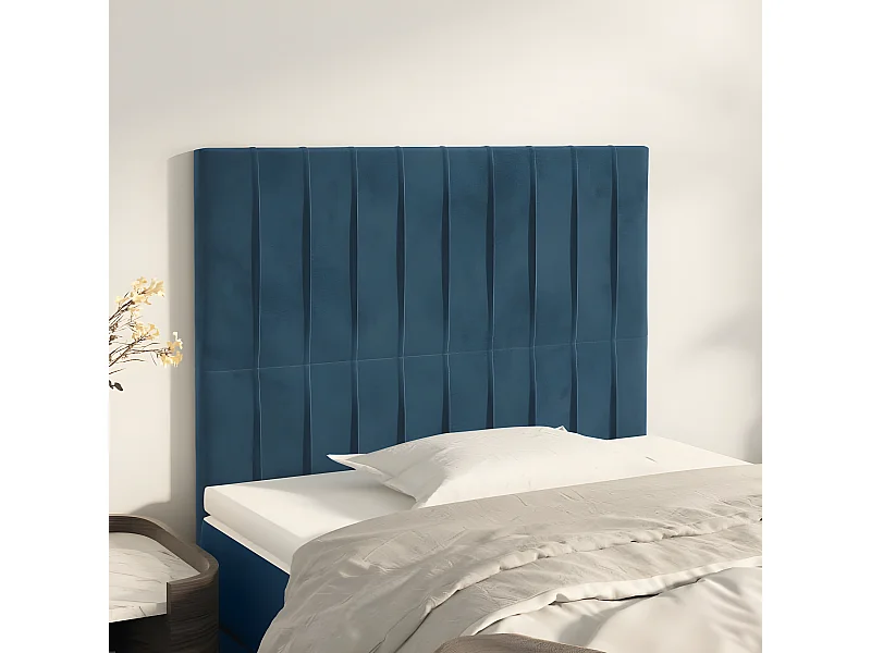 Têtes de lit 2 pièces Bleu foncé 90x5x78/88 cm Velours