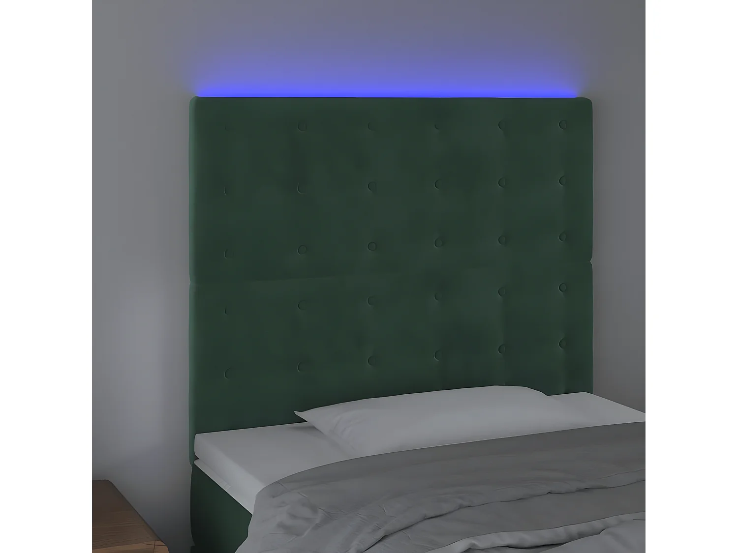 Tête de lit à LED Vert foncé 100x5x118/128 cm Velours